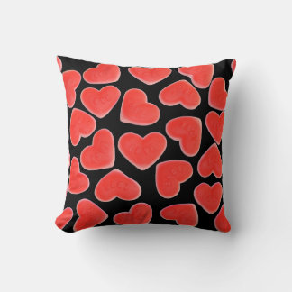 Sweet Hearts Black I love you throw pillow square