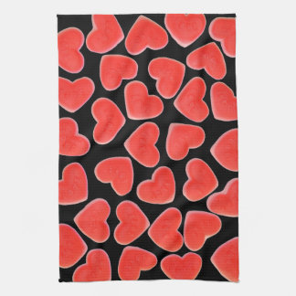 Sweet Hearts Black kitchen towel