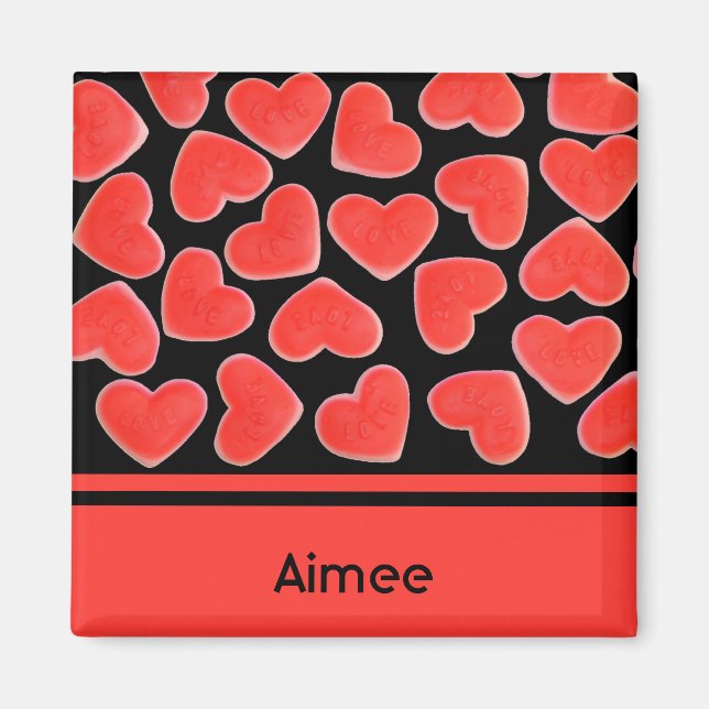 Sweet Hearts Black 'Name' fridge magnet (Front)
