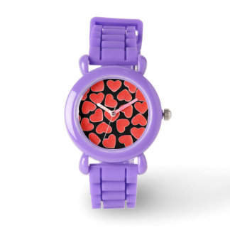 Sweet Hearts Black print watch