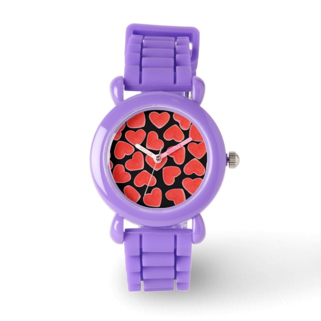 Sweet Hearts Black print watch (Front)