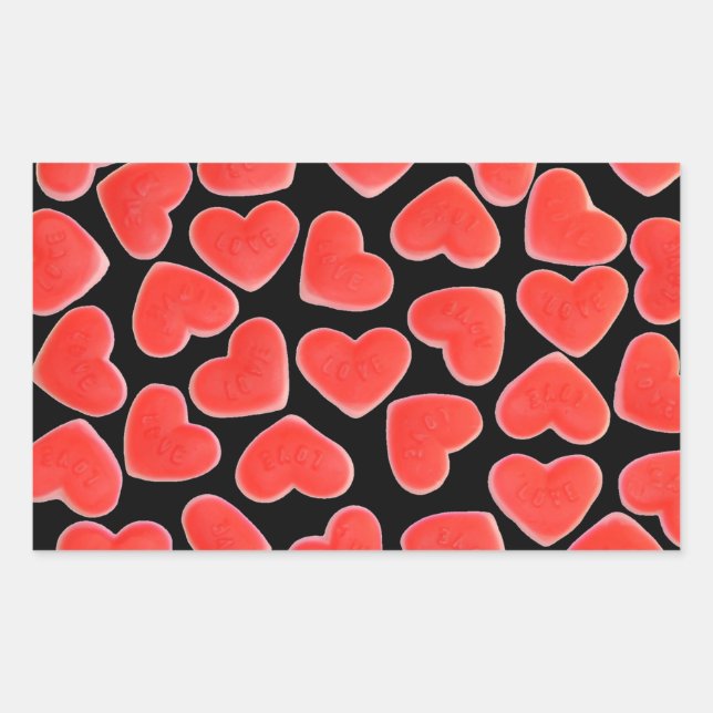Sweet Hearts Black sticker rectangle (Front)