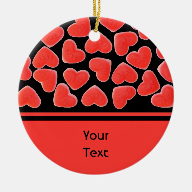 Sweet Hearts Black 'text' 2 sides Ceramic Tree Decoration (Front)