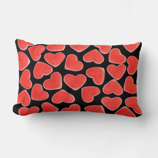 Sweet Hearts Black text throw pillow lumbar