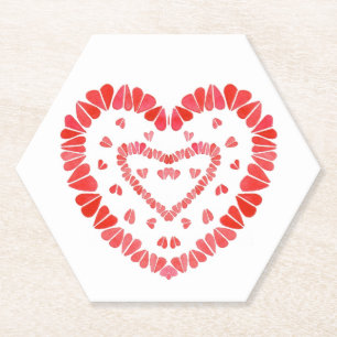 SWEET HEARTS Hexagon Paper Coasters