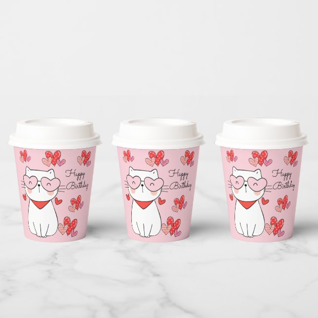 Sweet Hearts Kitten, Are You Kitten Me Birthday  Paper Cups (Multi)