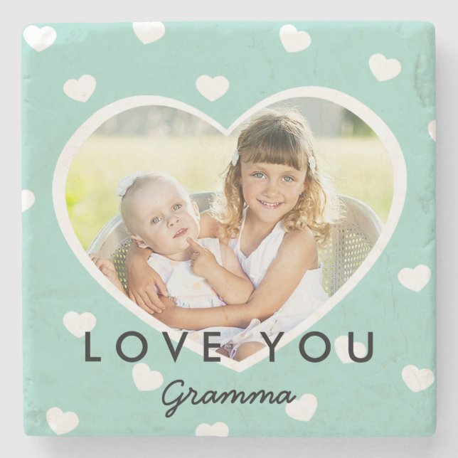 Sweet Hearts Personalised Photo Stone Coasters (Front)