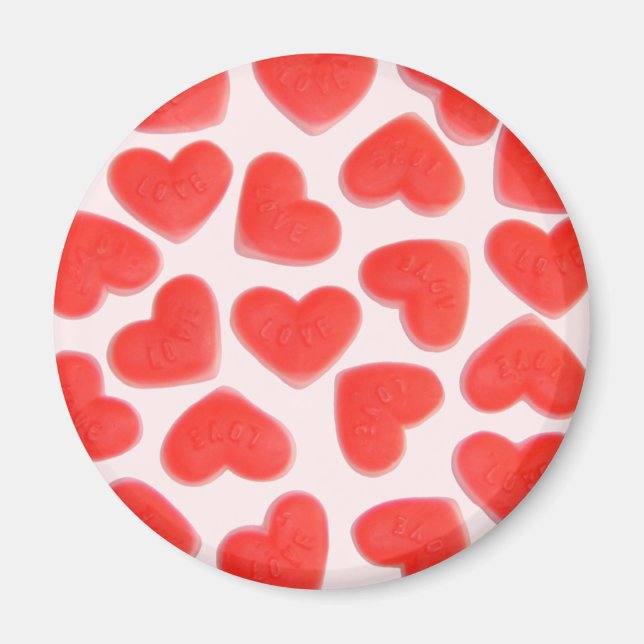 Sweet Hearts Pink fridge magnet round (Front)
