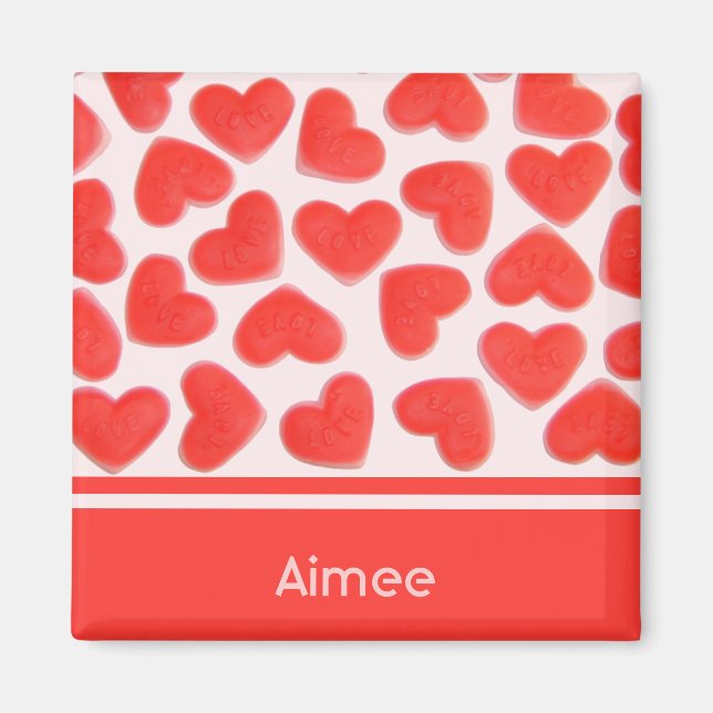 Sweet Hearts Pink 'Name' fridge magnet (Front)