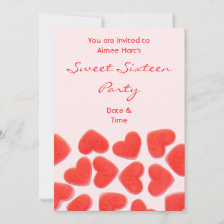 Sweet Hearts Pink 'Sweet Sixteen party' invitation