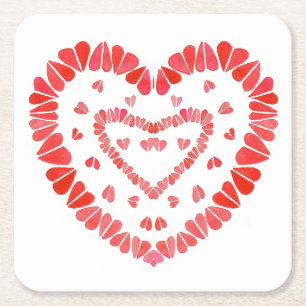 SWEET HEARTS Square Paper Coasters