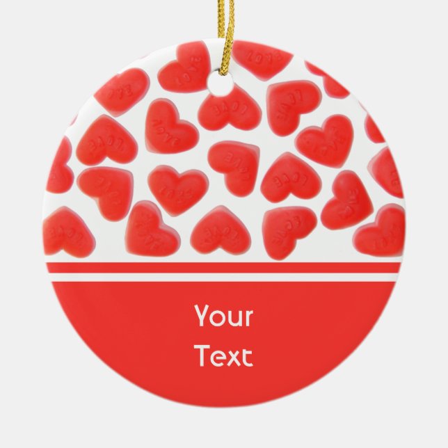 Sweet Hearts 'text' 2 sides Ceramic Tree Decoration (Front)