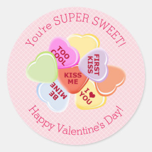 Sweet Hearts Valentines Candy Classic Round Sticker