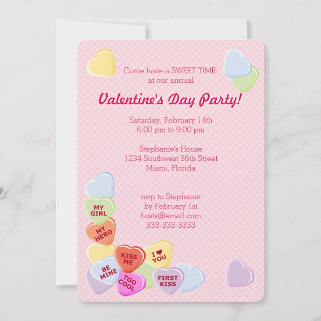 Sweet Hearts Valentines Candy Invitation (Front)