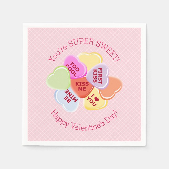 Sweet Hearts Valentines Candy Napkin (Front)
