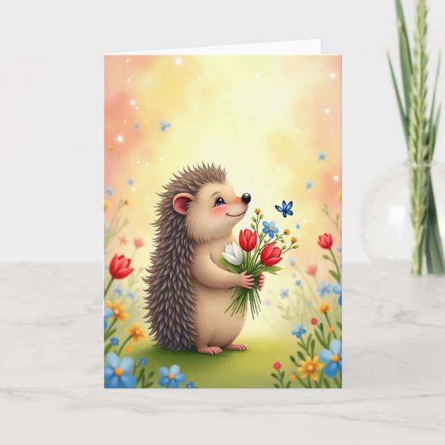 Sweet Hedgehog Birthday Card (Front)