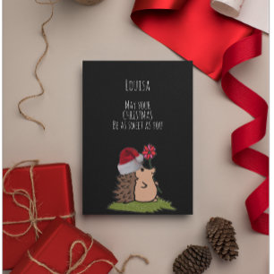 Sweet Hedgehog Customizable Christmas Card