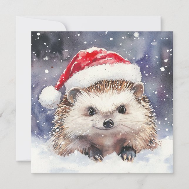 Sweet Hedgehog Flat Holiday Card (Front)