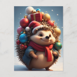 ❄️ Sweet Hedgehog Holiday Sparkle 🎄 Cute Winter Postcard