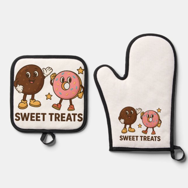Sweet Heroes –Cookie & Doughnut’s Delicious Advent Oven Mitt & Pot Holder Set (Front)