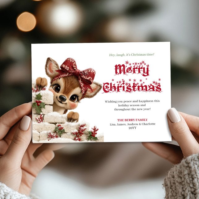 Sweet holiday baby reindeer festive greeting card (Sweet holiday baby reindeer festive greeting card)