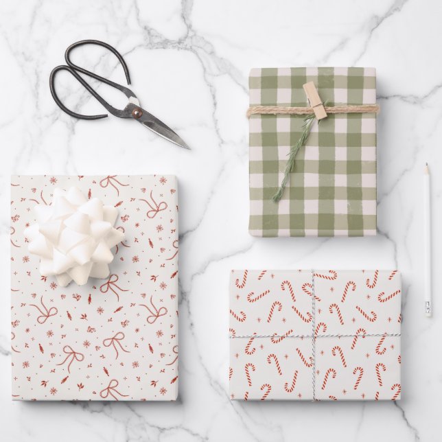 Sweet Holiday Charm Wrapping Paper Set (Front)