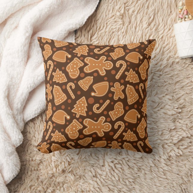 Sweet Holiday Gingerbread Cookies Dark Brown Home Cushion (Blanket)