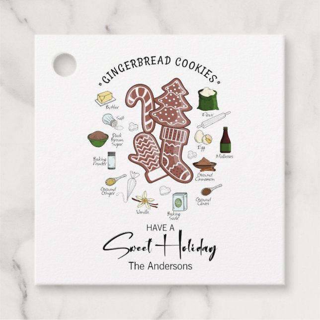 Sweet Holiday Gingerbread Holiday Favour Tags (Front)