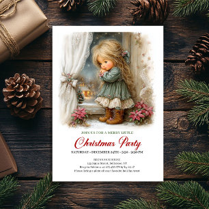 Sweet Holiday Scene Girl Classic Christmas Invite