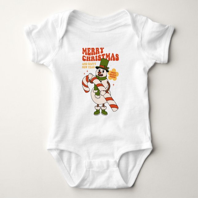 Sweet Holiday Wishes - A Candy Cane Christmas Baby Bodysuit (Front)