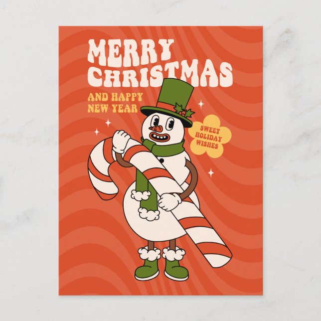 Sweet Holiday Wishes - A Candy Cane Christmas Postcard (Front)