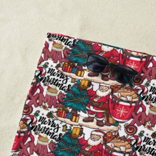 Sweet Holiday Wishes - cute merry christmas Beach Towel