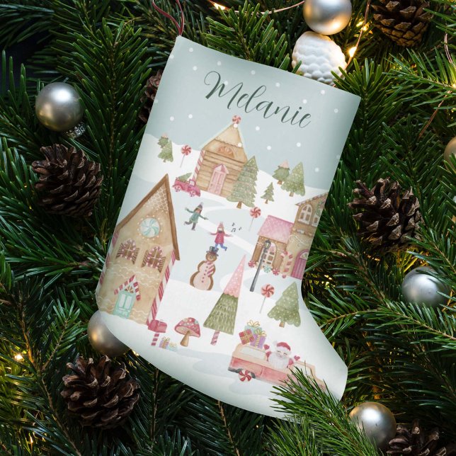 Sweet Holiday Wishes Gingerbread Candy Town Small Christmas Stocking (Creator Uploaded)