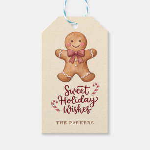 Sweet Holiday Wishes Gingerbread Personalised Gift Tags