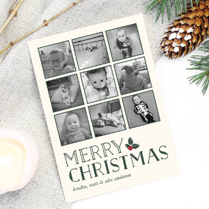 Sweet Holly   Merry Christmas Photo Collage Holiday Card