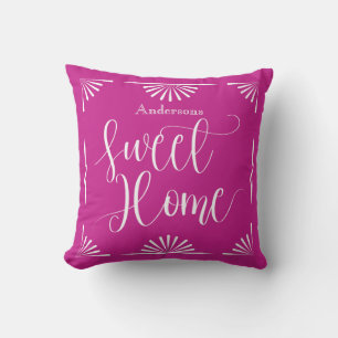 Sweet Home Art Deco Wine Red Cushion