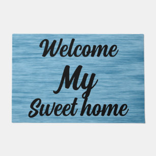 Sweet Home Blue Doormat   Welcome outdoor mat