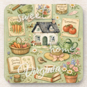 Sweet Home State Hostess Gift – Cottagecore Sage Coaster