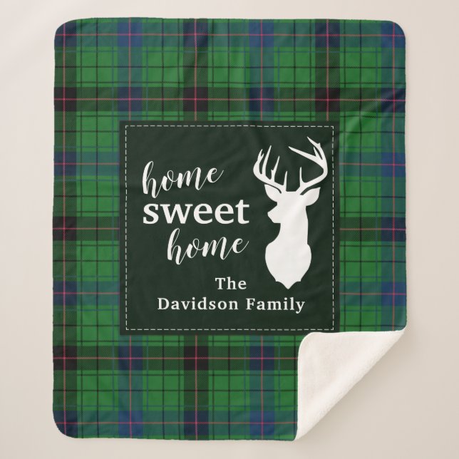 Sweet Home Tartan Davidson Personalised Plaid Sherpa Blanket (Front)