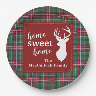 Sweet Home Tartan Family Plaid Custom Paper Plate
