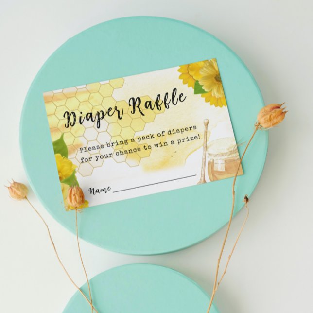 Sweet Honey and Bee Baby Shower Diaper Raffle Game Business Card (Creator Uploaded)