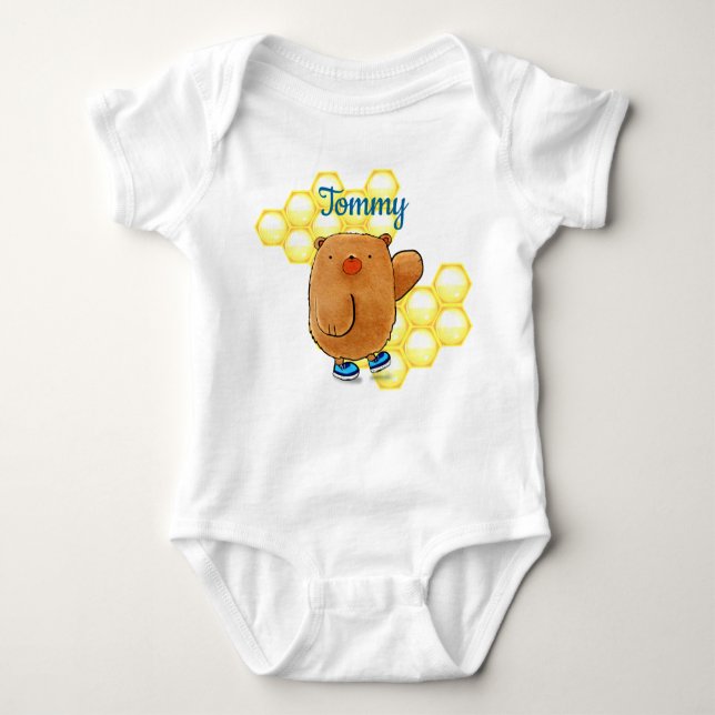 Sweet Honey Bear Baby Bodysuit (Front)