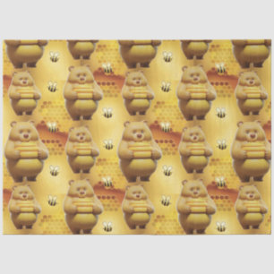 Sweet Honey Bears and Bees 3D Seamless Pattern Tissue Paper