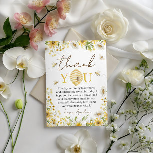 Sweet Honey Bee Floral Birthday Thank You Invitation