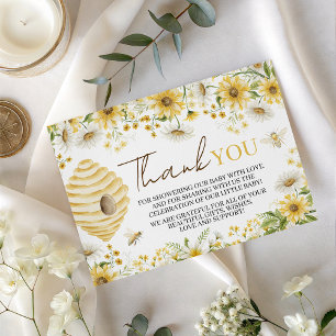 Sweet Honey Bee Floral Thank You Card