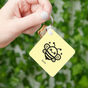 Sweet Honey Bee - Kawaii Nursery Line Art Key Ring
