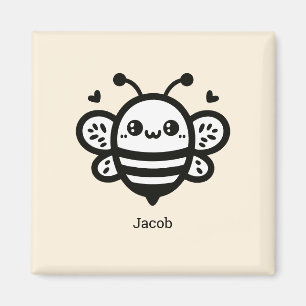 Sweet Honey Bee - Kawaii Nursery Line Art Magnet