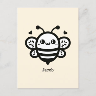 Sweet Honey Bee - Kawaii Nursery Line Art Postcard