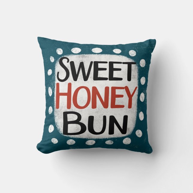 Sweet Honey Bun Throw Pillow (Front)