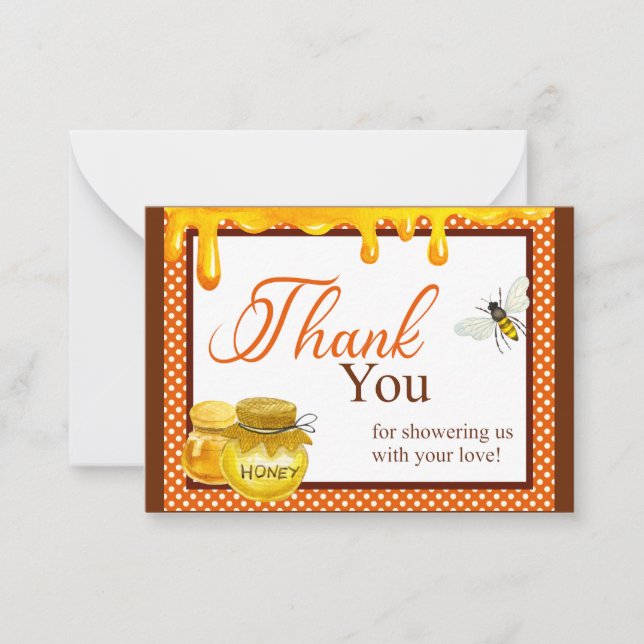 Sweet Honeybee Baby Shower Thank you Note Card (Front)